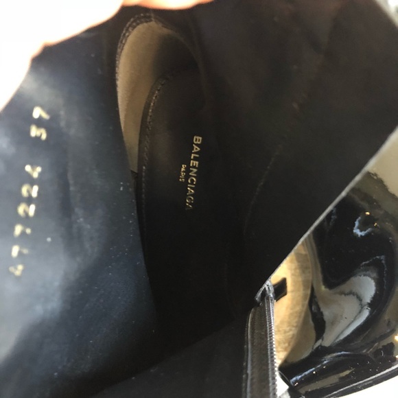 Balenciaga Black Patent Leather Peep Toe Bootie - Picture 6 of 8